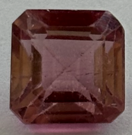 Pink Tourmaline Asscher Bezel Set Pendant, 18K Yellow Gold, 3.45ct