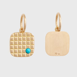 Square Pyramid Turquoise Medallion, 18k Yellow Gold, Small