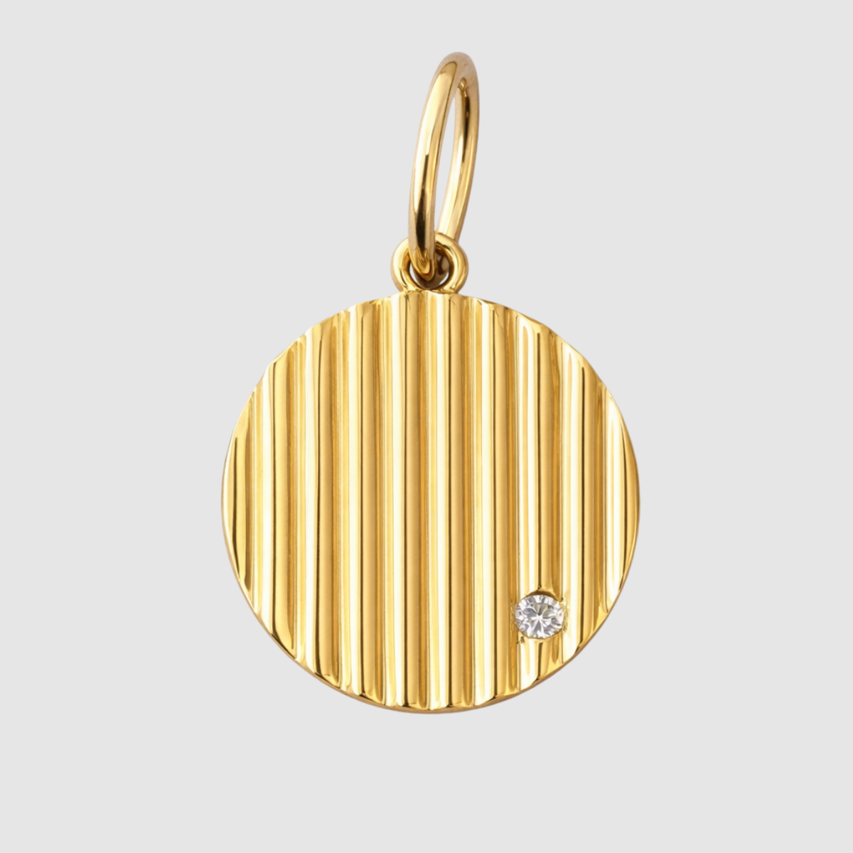 Diamond Circle Barre Medallion, 18k Yellow Gold, Medium
