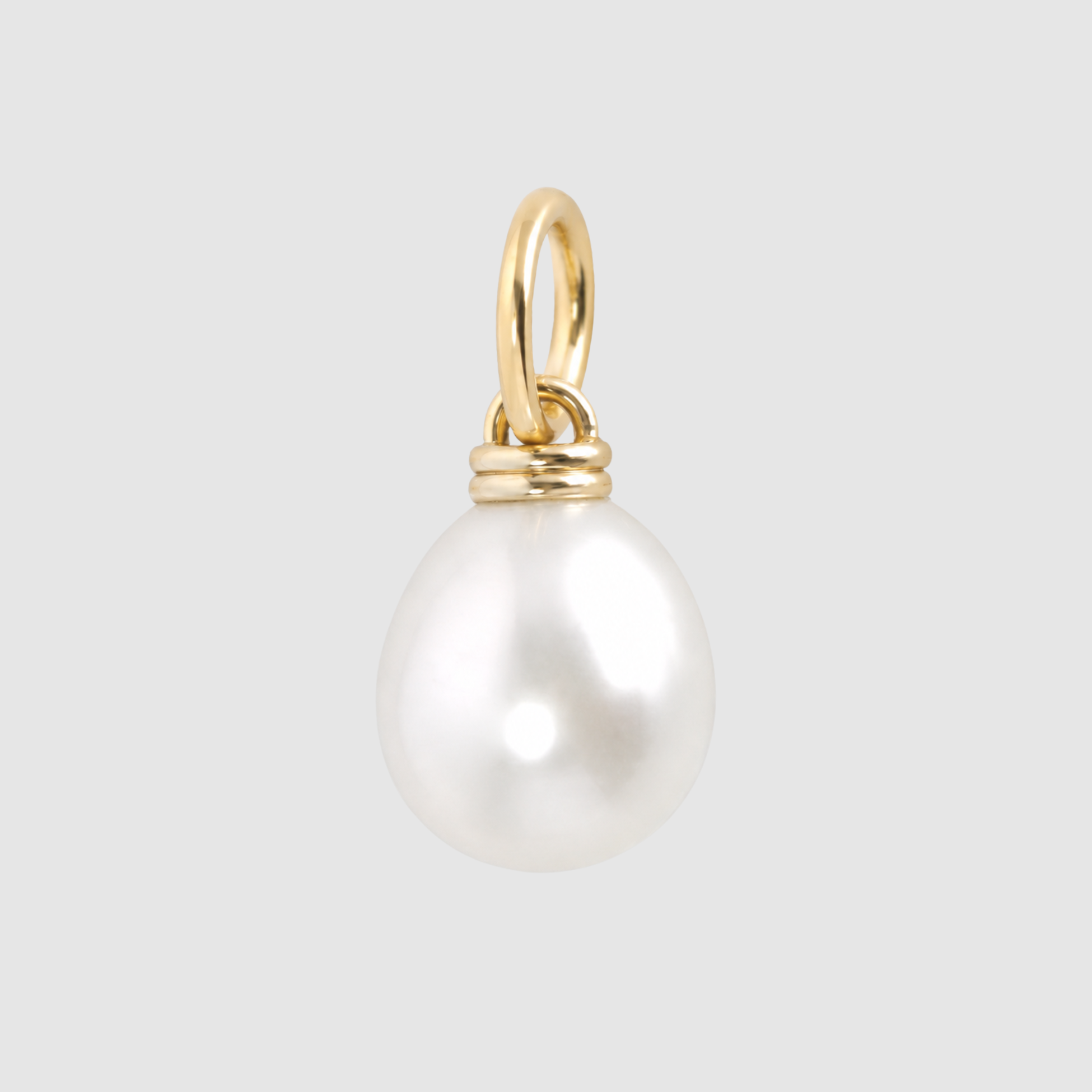 South Sea Drop Pearl Double Link Pendant, 18K Yellow Gold, Medium
