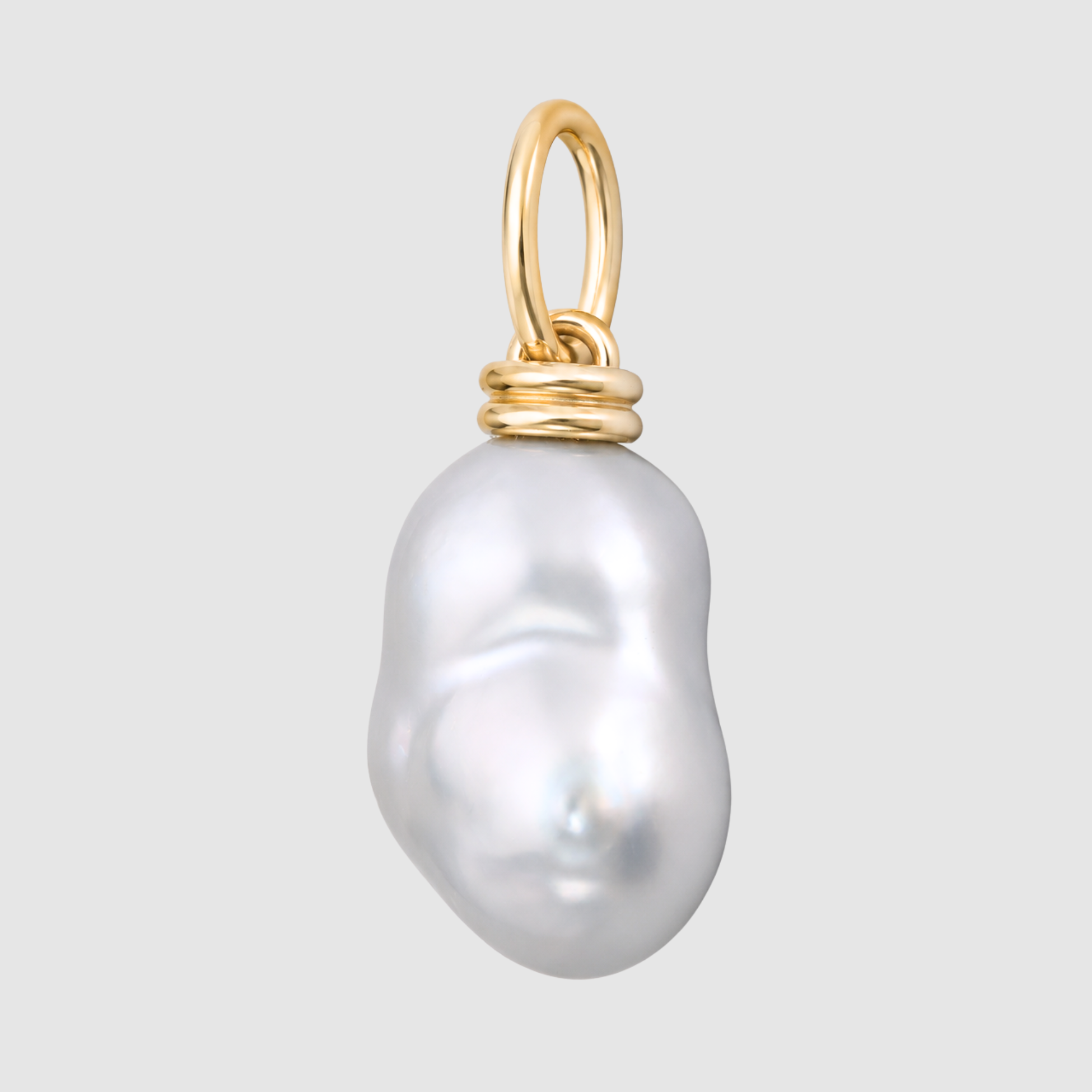South Sea Drop Pearl Oval Link Pendant, 18K Yellow Gold, XXLarge, Baroque