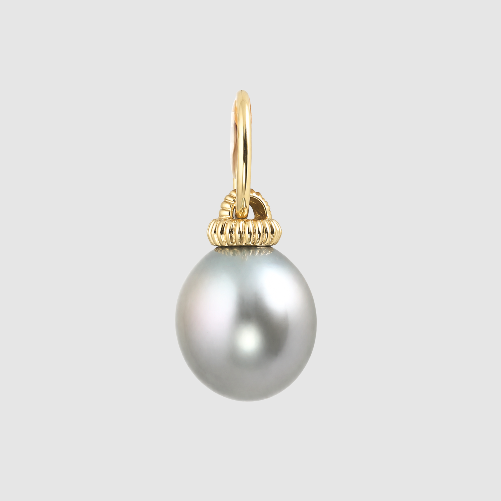 Tahitian Drop Pearl Barre Pendant, 18K Yellow Gold, Medium