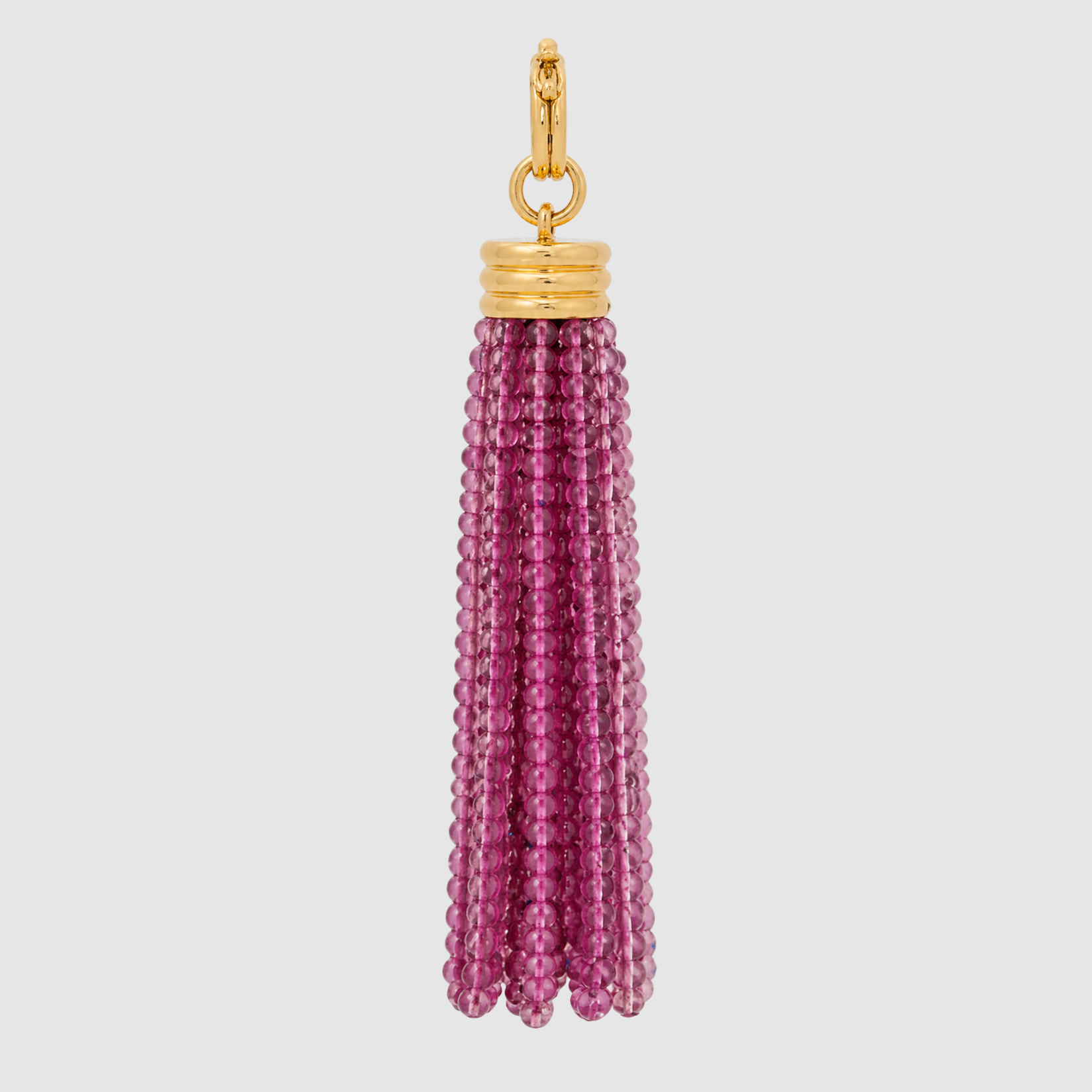 Triple Tassel Pink Sapphire Pendant, 18K Yellow Gold