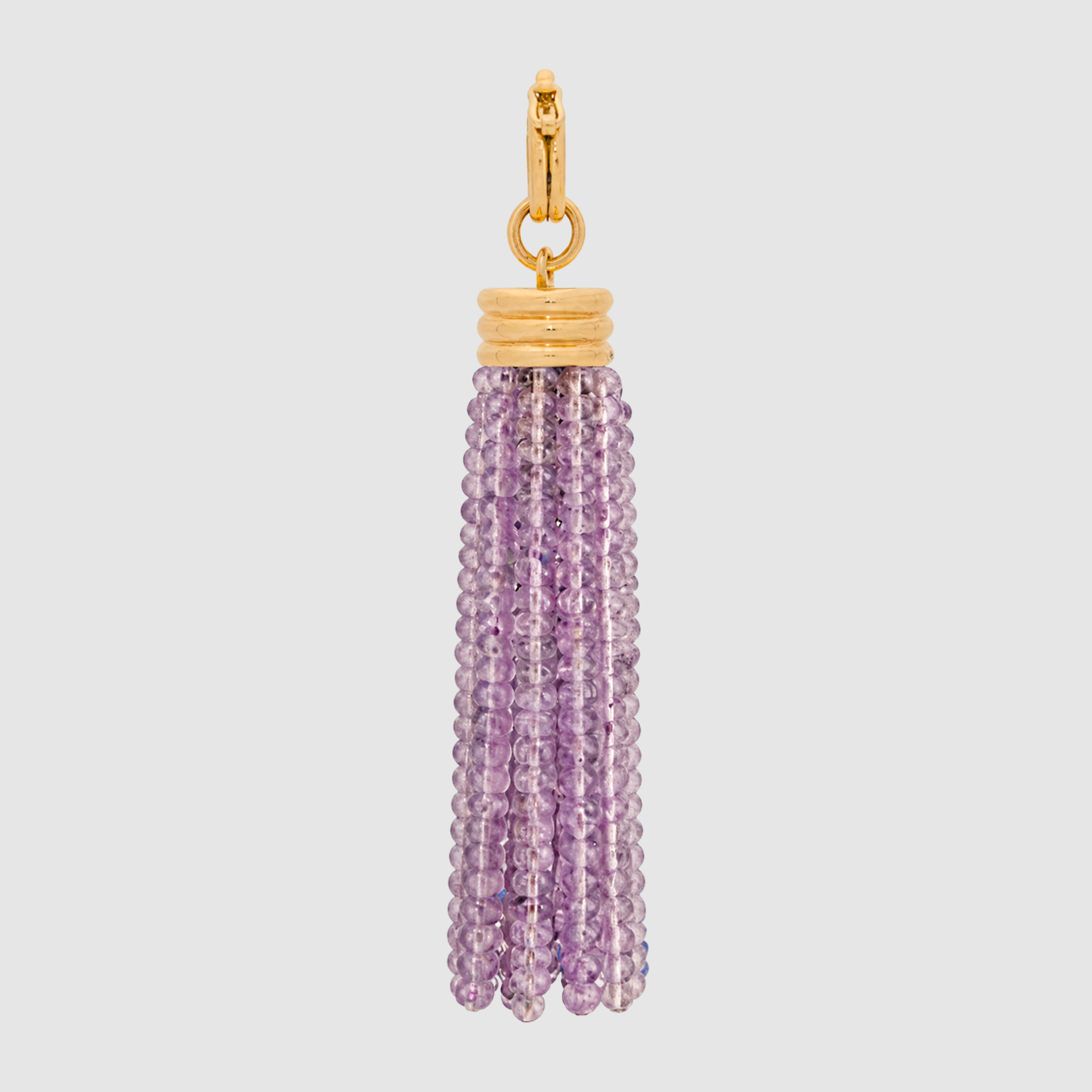 Triple Tassel Light Pink Sapphire Pendant, 18K Yellow Gold