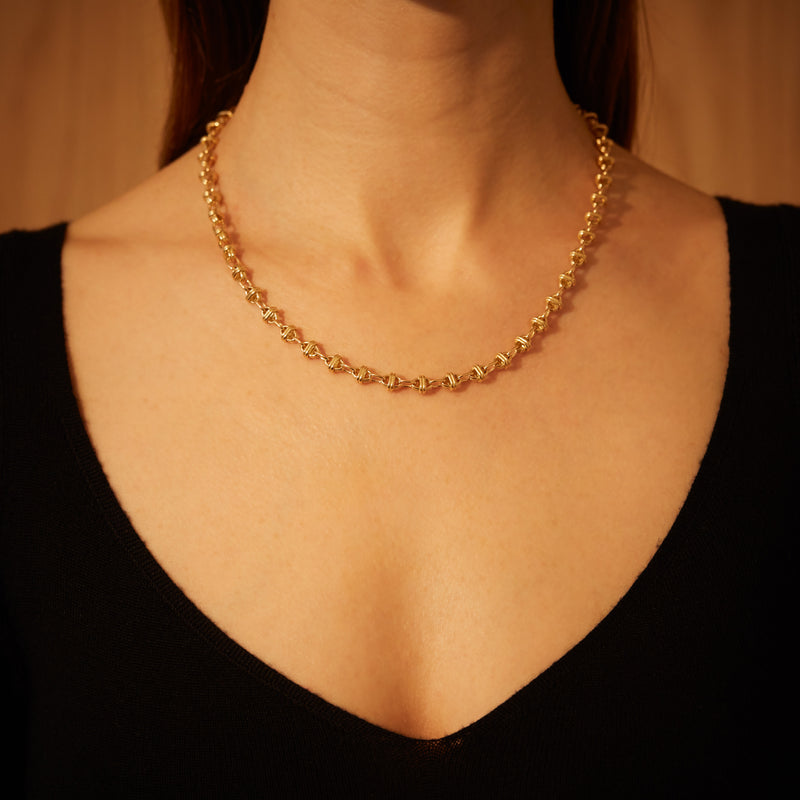 Oval Chain Necklace, 18K Yellow Gold, Small Link, 18"