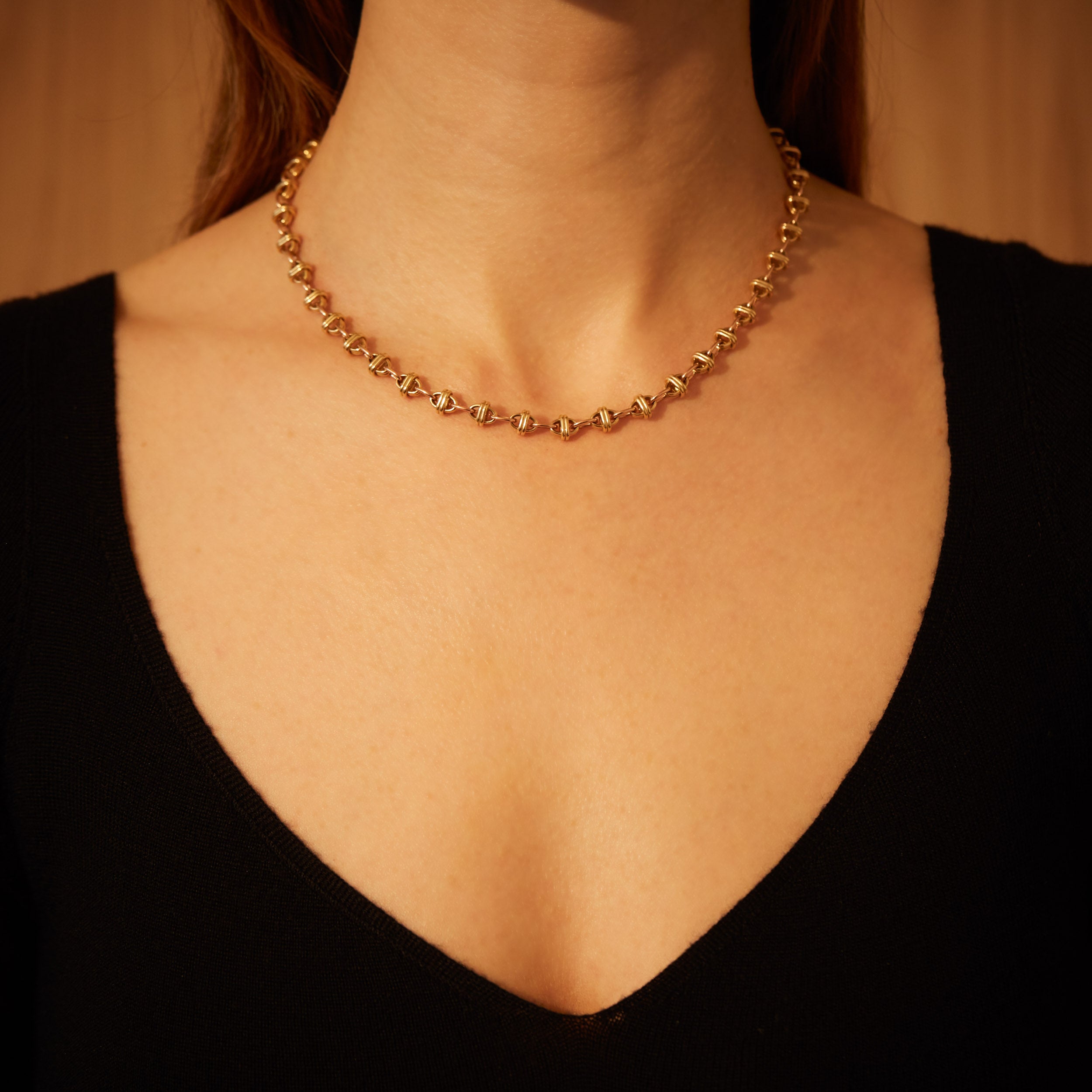 Oval Chain Necklace, 18K Yellow Gold, Small Link, 16"