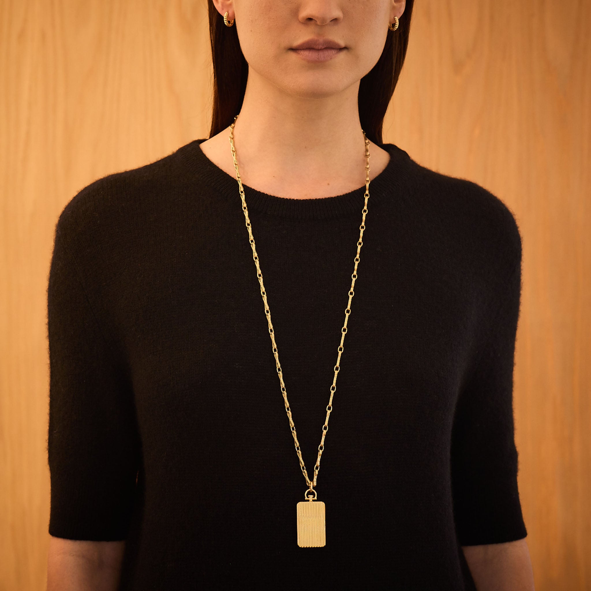 Rectangle Barre Photo Locket 18k Yellow Gold (Double Sided Barre)