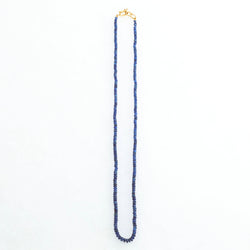 Rondelle Sapphire Blue Necklace 18K Yellow Gold, 20"