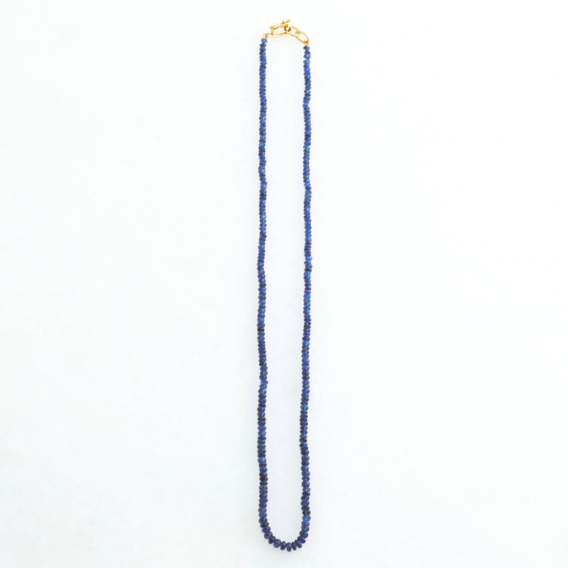Rondelle Sapphire Blue Necklace 18K Yellow Gold, 20"