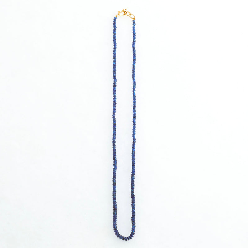 Rondelle Sapphire Blue Necklace 18K Yellow Gold, 18"