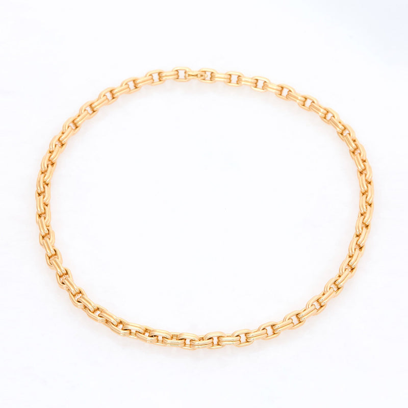 Double Box Chain Necklace, 18K Yellow Gold, Medium Link, 16"