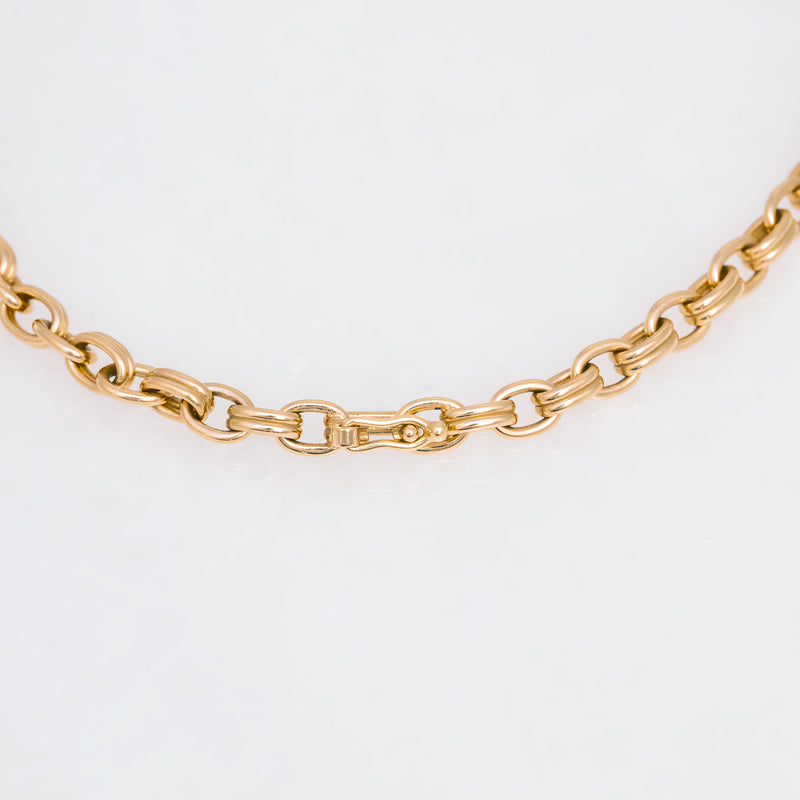 Double Chain Necklace, 18K Yellow Gold, Medium Link, 18