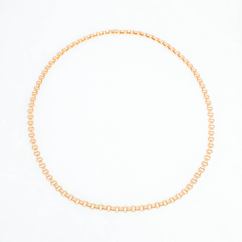 Triple Chain Necklace, 18K Yellow Gold, Small Link, 25"