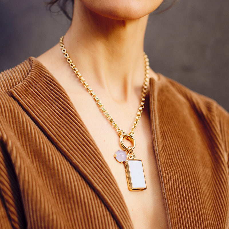 Convertible Triple Chain Necklace 18K Yellow Gold, Small Link, 20" with Triple Key Ring