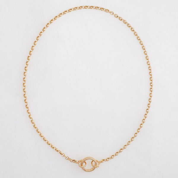 Convertible Double Chain Necklace 18K Yellow Gold, Medium Link, 20" with Double Key Ring