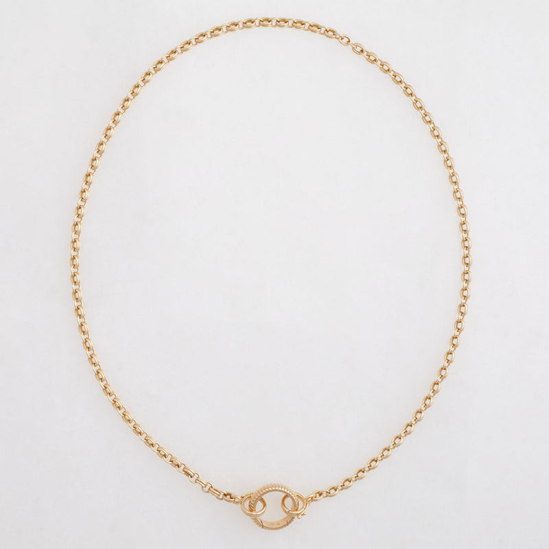Convertible Double Chain Necklace 18K Yellow Gold, Medium Link, 18" with Double Key Ring