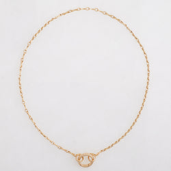Convertible Column Chain Necklace 18K Yellow Gold, Small Link, 18" with Barre Key Ring