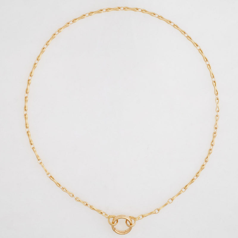 Convertible Column Chain Necklace 18K Yellow Gold, Medium Link, 25" with Triple Key Ring