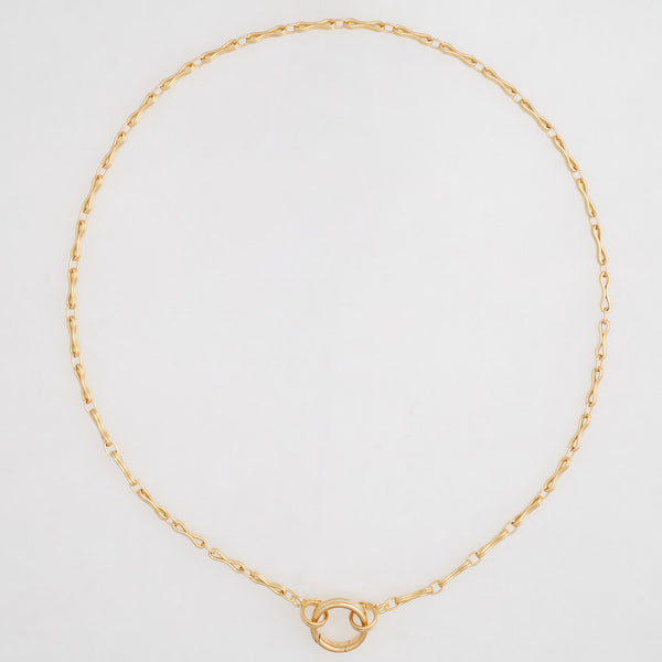 Convertible Column Chain Necklace 18K Yellow Gold, Medium Link, 20" with Double Key Ring