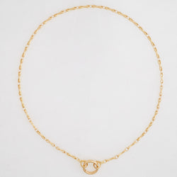 Convertible Column Chain Necklace 18K Yellow Gold, Medium Link, 25" with Double Key Ring