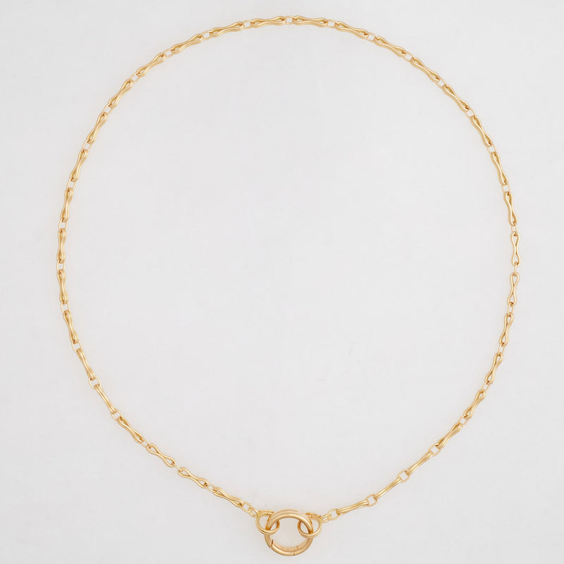 Convertible Column Chain Necklace 18K Yellow Gold, Medium Link, 25" with Double Key Ring