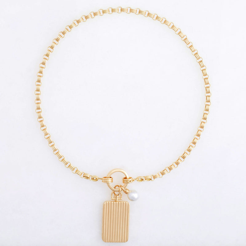 Convertible Triple Chain Necklace 18K Yellow Gold, Small Link, 20" with Triple Key Ring