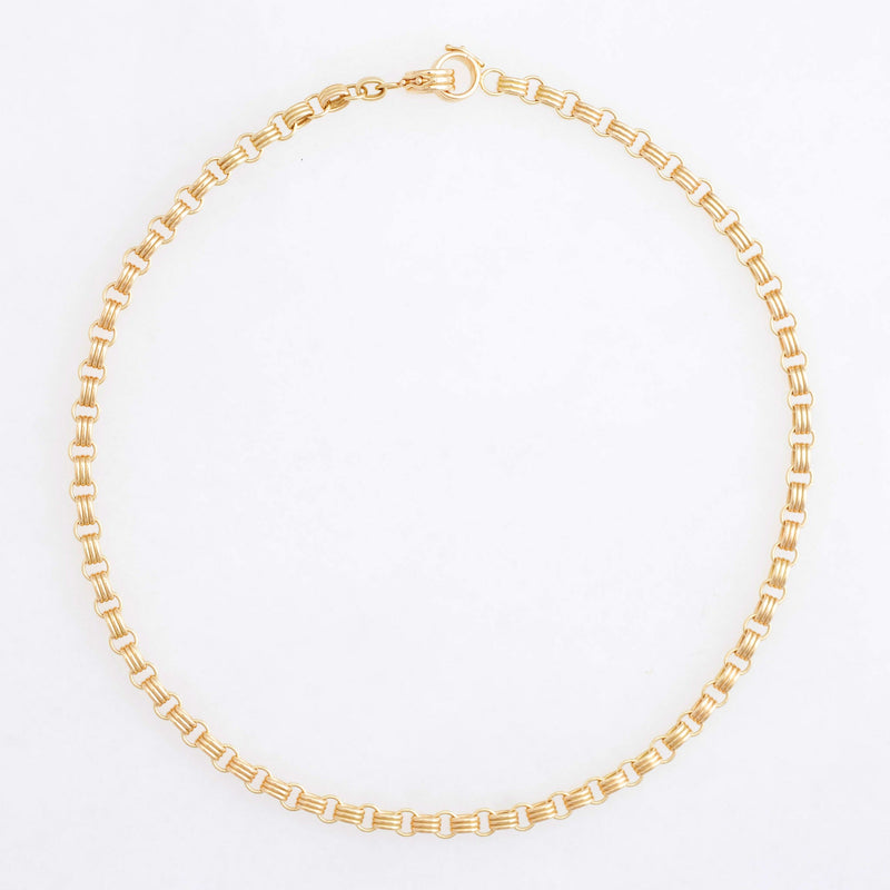 Convertible Triple Chain Necklace 18K Yellow Gold, Small Link, 20" with Triple Key Ring