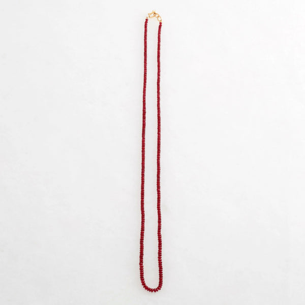 Rondelle Ruby Necklace 18K Yellow Gold, 25"