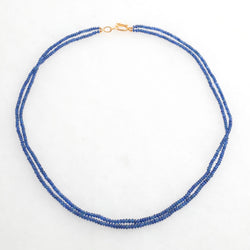 Rondelle Sapphire Blue Double Strand Necklace 18K Yellow Gold, 18"