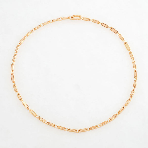 ID Tag Double Chain Necklace, 18K Yellow Gold, Small Link, 25"